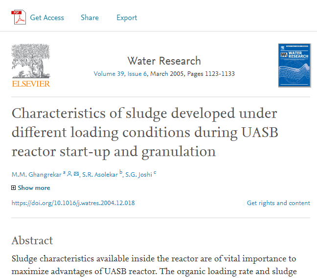 Characteristics of sludge developed under different loading conditions during UASB reactor start-up a