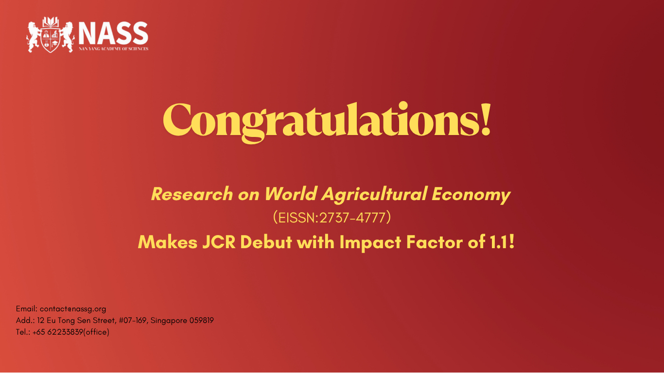 Research on World Agricultural Economy Makes JCR Debut with Impact Factor of 1.1！